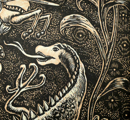 手島圭三郎「白ゆりの幻想」木版画　拡大画像4