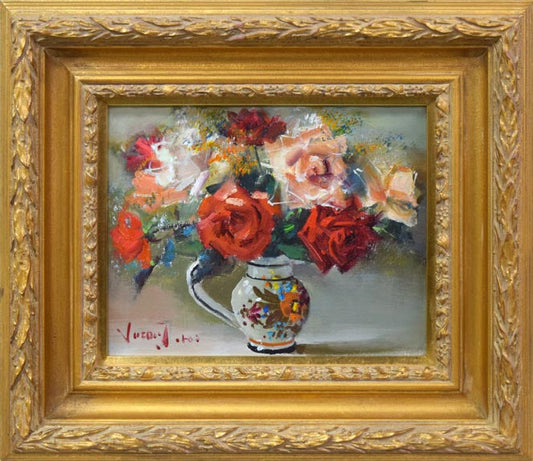 寺井重三「薔薇」油絵・F3号
