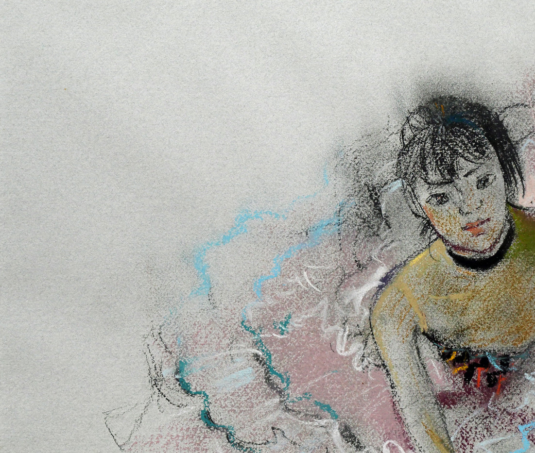 寺井重三「踊り子」パステル画・12号　拡大画像1
