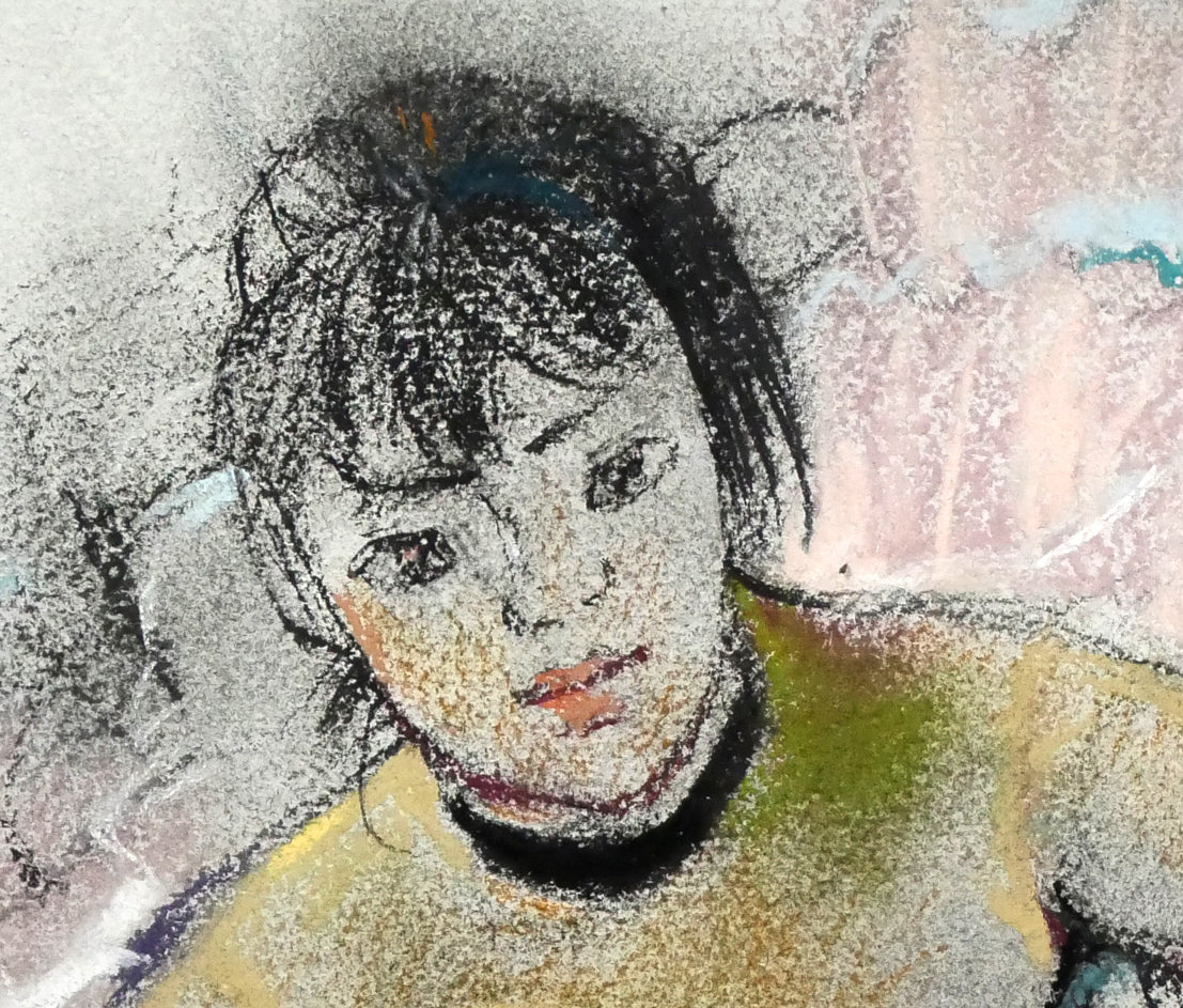 寺井重三「踊り子」パステル画・12号　拡大画像5