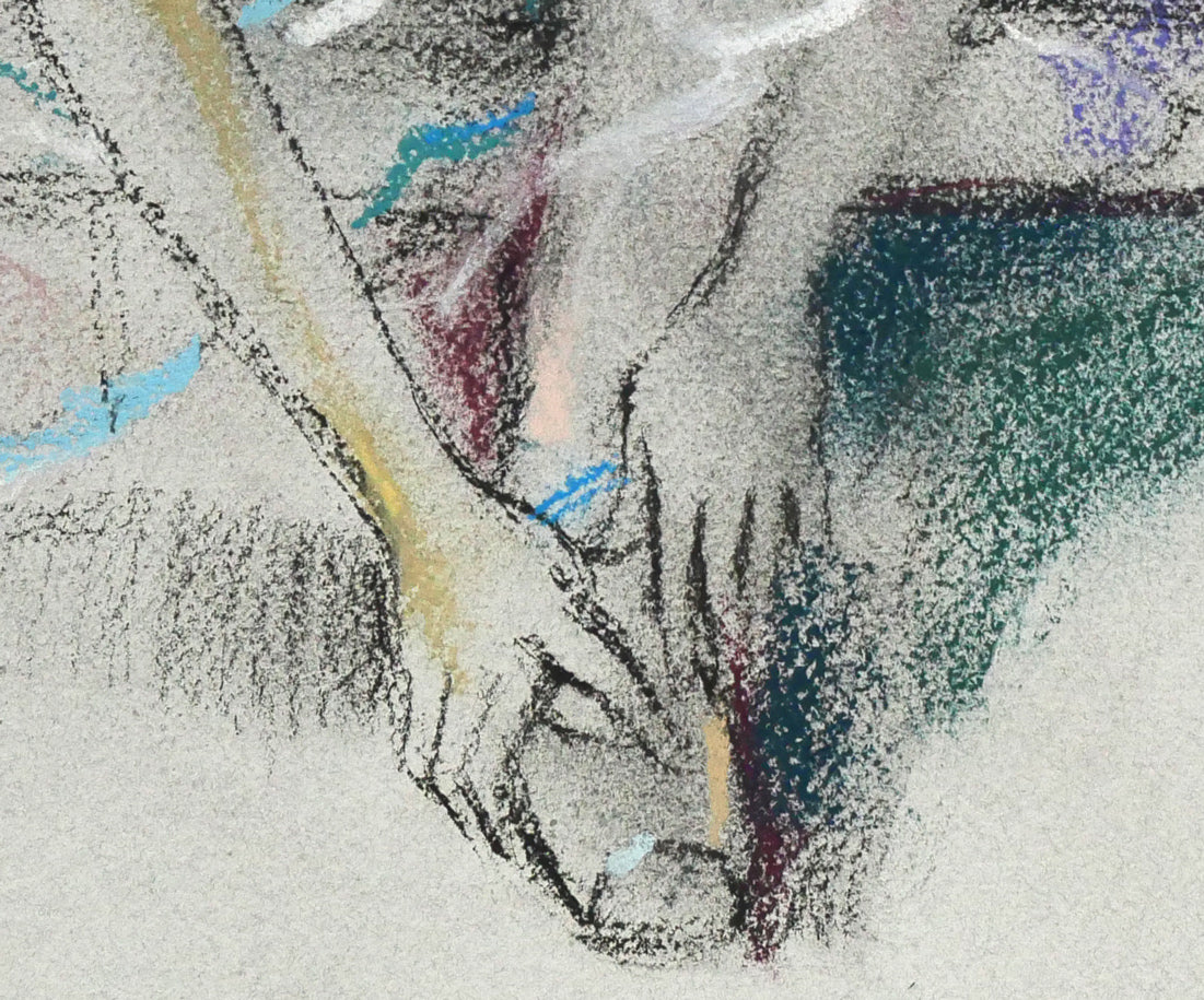 寺井重三「踊り子」パステル画・12号　拡大画像6