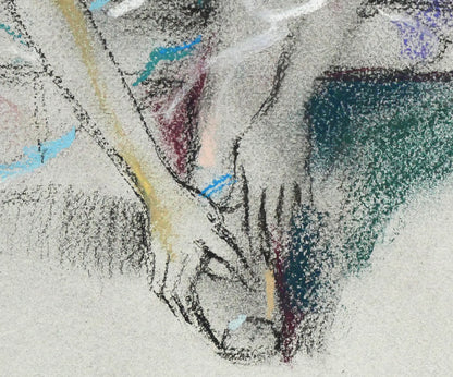 寺井重三「踊り子」パステル画・12号　拡大画像6