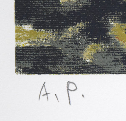 富樫正雄「サイロと水芭蕉」シルクスクリーン版画　限定番号（A.P.＝作家保存版）