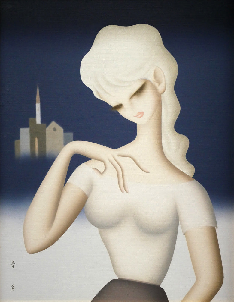東郷青児「婦人像」油絵・F6号　作品全体画像