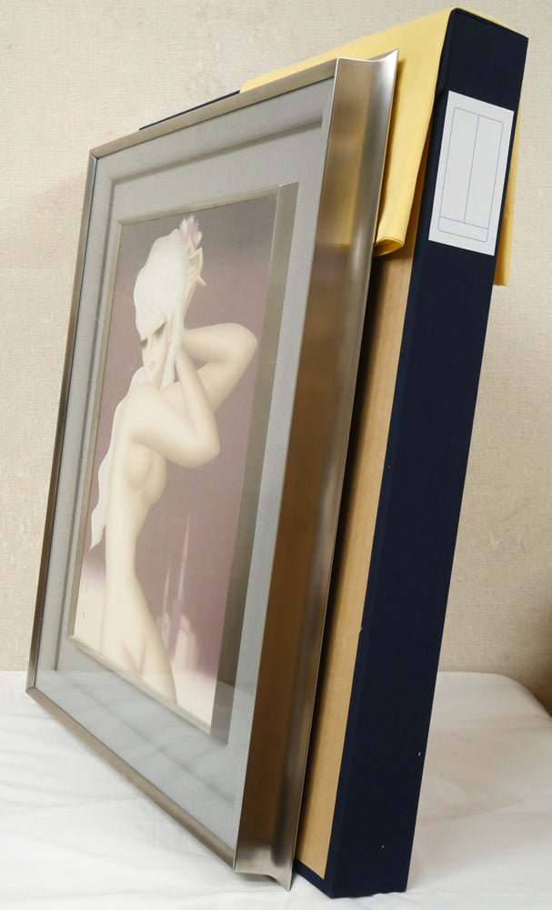 東郷青児「婦人像（裸婦）」油絵・F6号　付属品画像（黄袋、布タトウ箱）