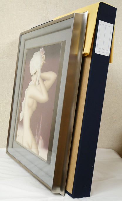東郷青児「婦人像（裸婦）」油絵・F6号　付属品画像（黄袋、布タトウ箱）