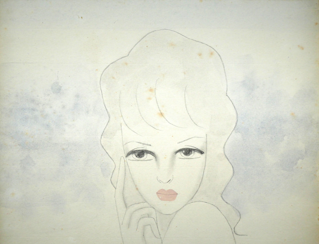 東郷青児「婦人像」水彩画・4号色紙 絵画買取・販売の小竹美術