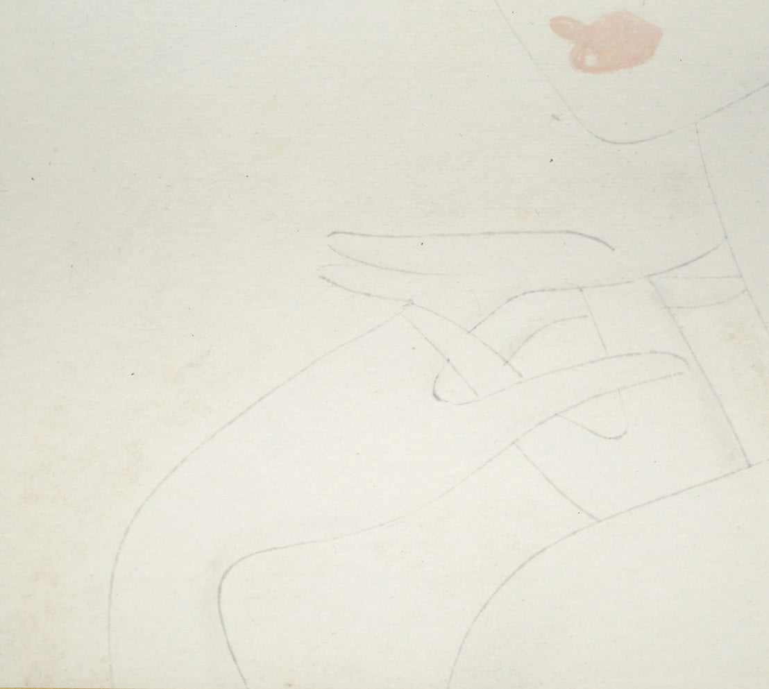東郷青児「婦人像 （ピエール水彩額縁使用）」水彩画・色紙　拡大画像3