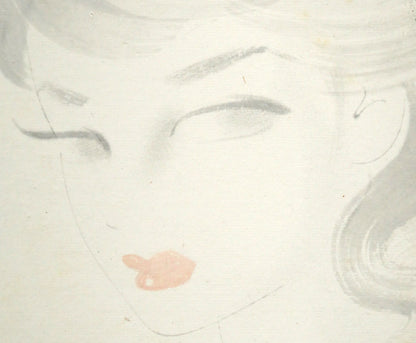 東郷青児「婦人像 （ピエール水彩額縁使用）」水彩画・色紙　拡大画像2