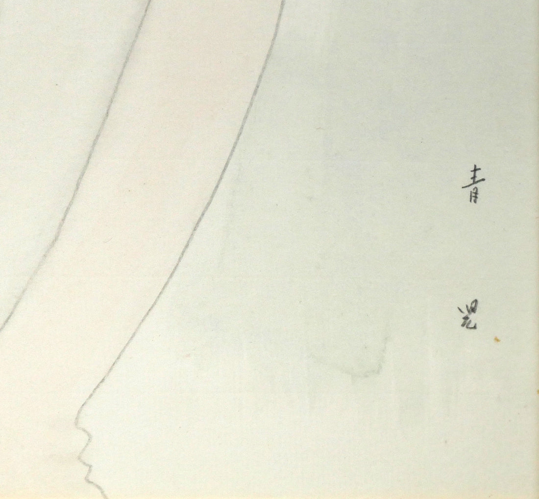 東郷青児「婦人像」水彩画・4号色紙　拡大画像8