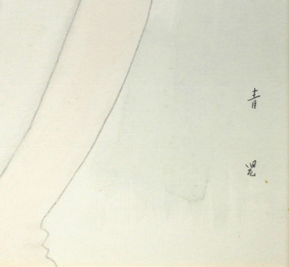 東郷青児「婦人像」水彩画・4号色紙　拡大画像8