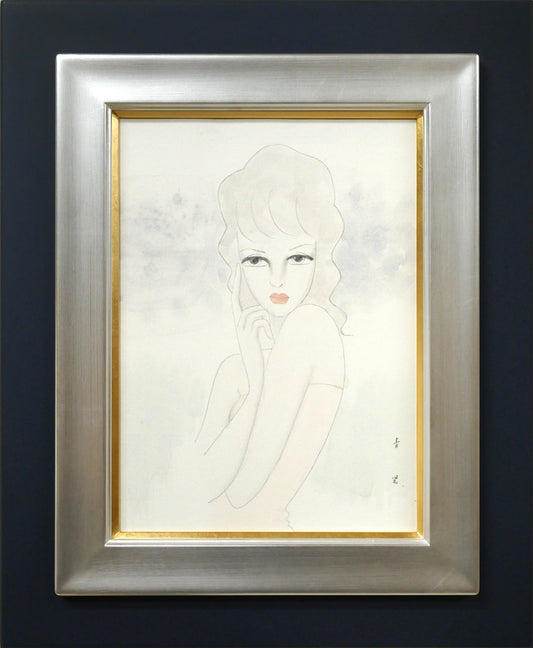 東郷青児「婦人像」水彩画・4号色紙