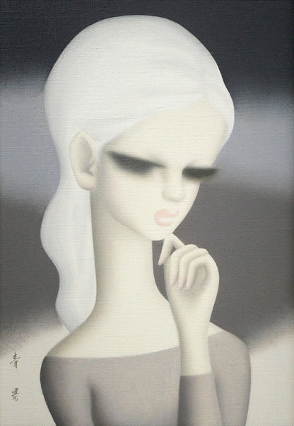 東郷青児「思い出」油絵・SM　作品全体画像