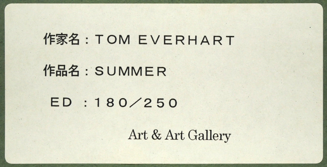 トム　エバハート（TOM　EVERHART）「SUMMER」リトグラフ　額裏シール拡大画像2