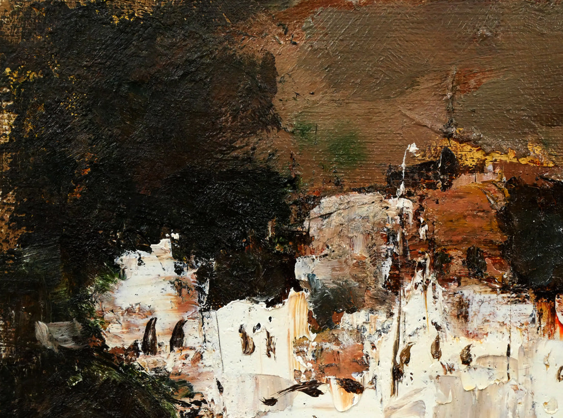 友成晴雄「運河ヴォージュ」油絵・F4号　拡大画像1