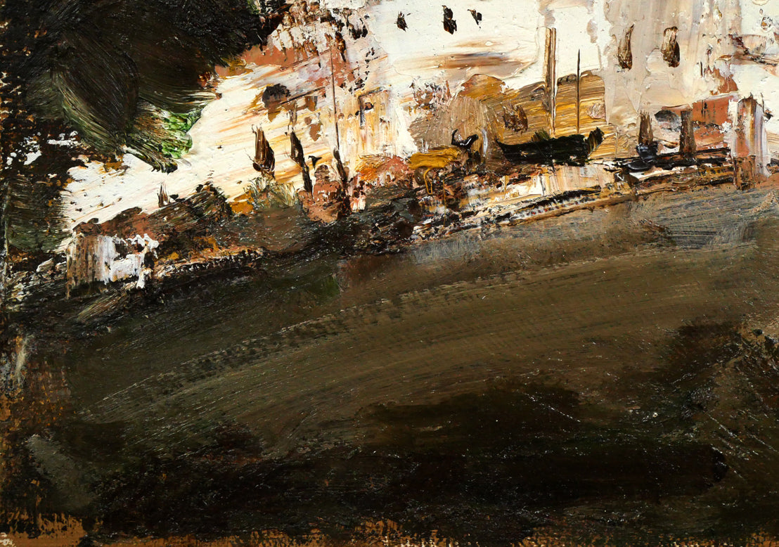 友成晴雄「運河ヴォージュ」油絵・F4号　拡大画像3