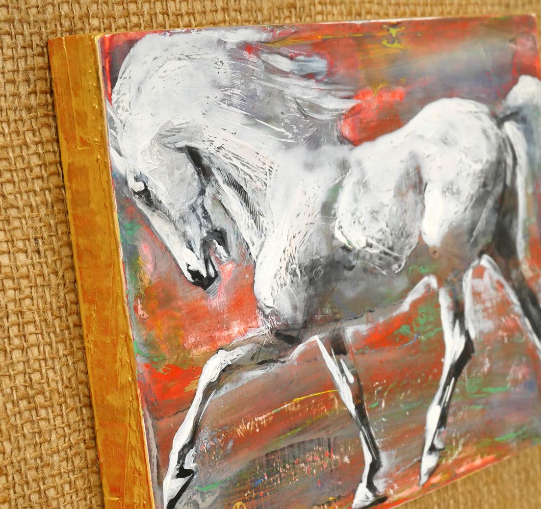 十時孝好「UMA95－6（馬）」油絵・SM　額装画像3