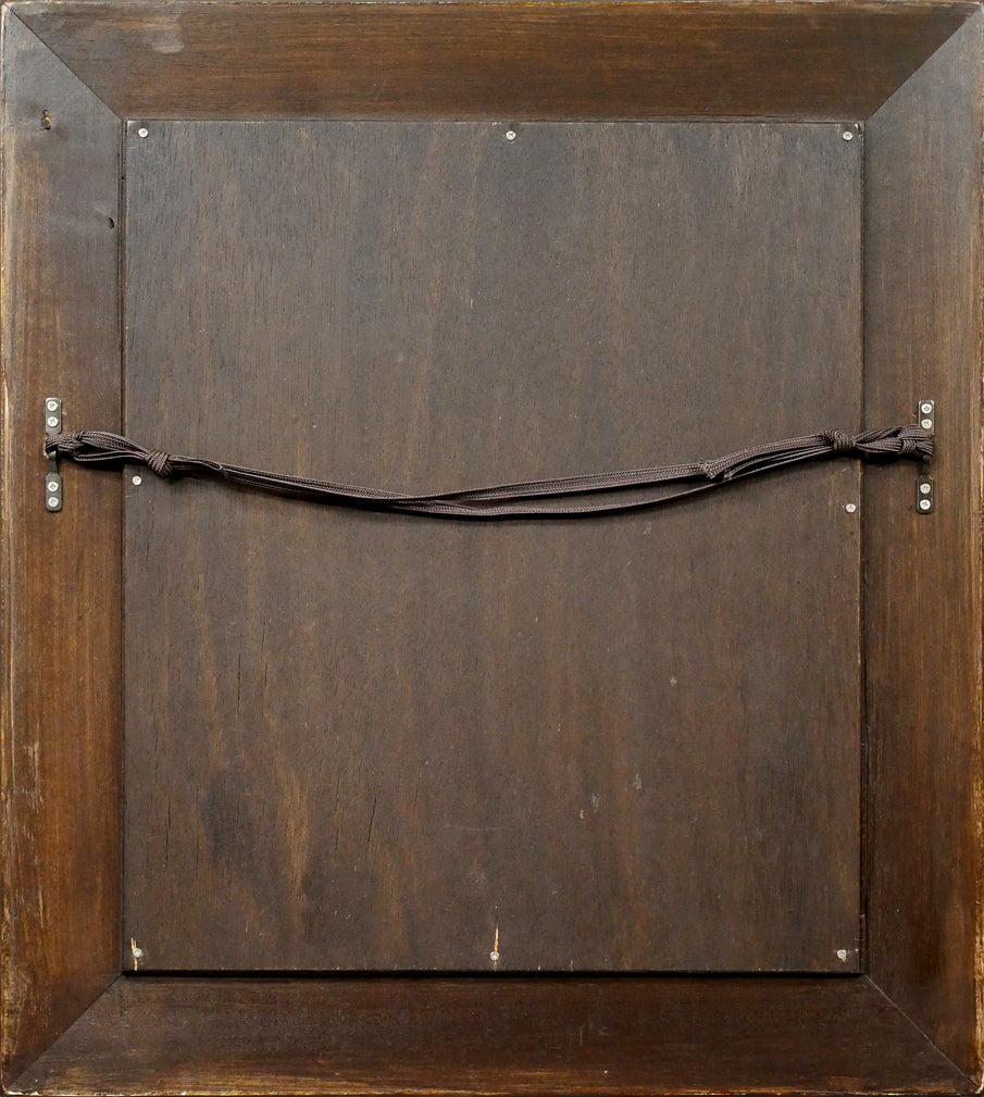 鶴岡義雄「鼓（舞妓）」油絵・F3号　額縁裏側画像