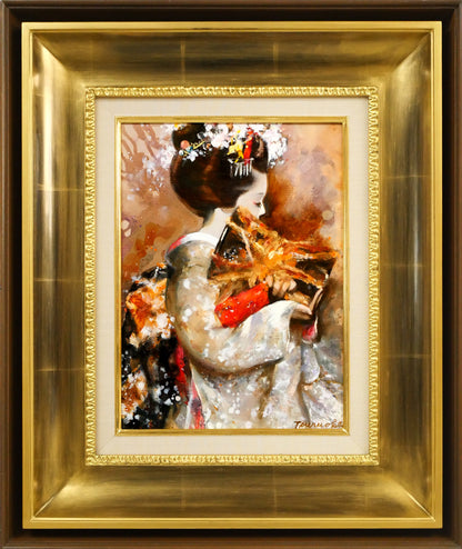 鶴岡義雄「鼓（舞妓）」油絵・F4号