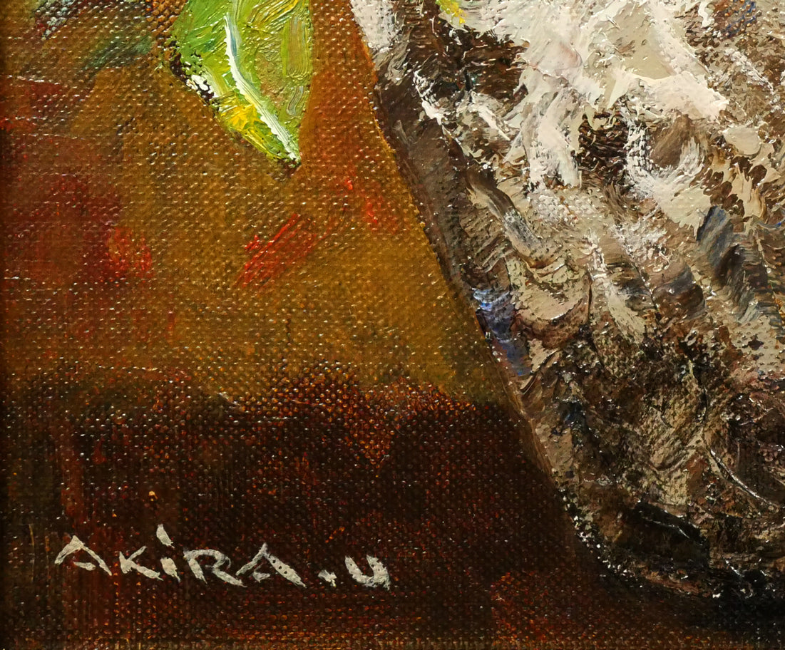 内田晃「白バラ」油絵・F3号　拡大画像5