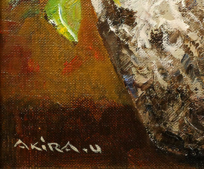 内田晃「白バラ」油絵・F3号　拡大画像5