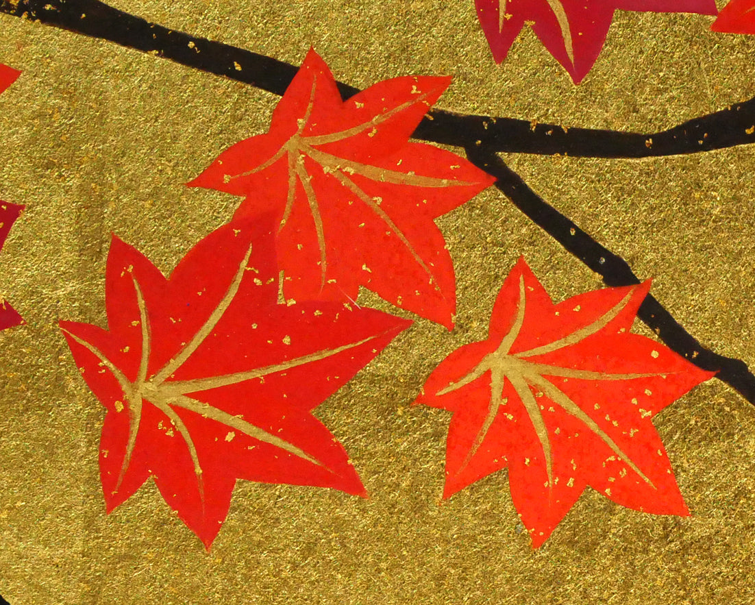植田環「扇面輝図　紅葉」日本画・F6号　拡大画像5