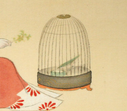 上村松園「春乃小鳥」絹本・彩色・6号　拡大画像3