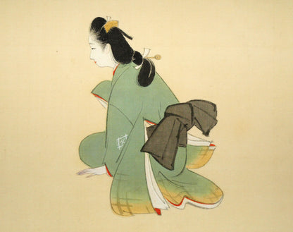上村松園「春乃小鳥」絹本・彩色・6号　拡大画像4