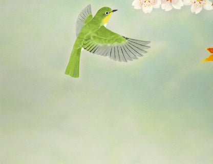 上村淳之「春信（和歌山県鳥　目白）」リトグラフ　拡大画像4