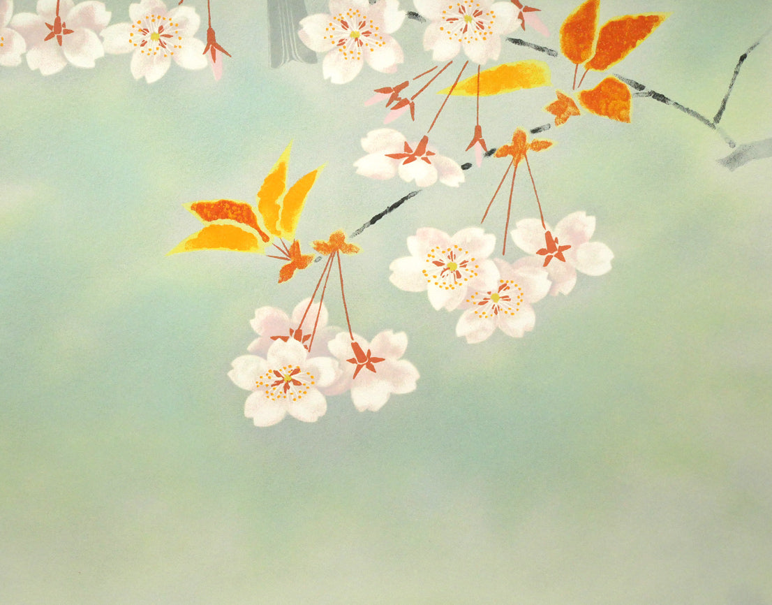 上村淳之「春信（和歌山県鳥　目白）」リトグラフ　拡大画像6