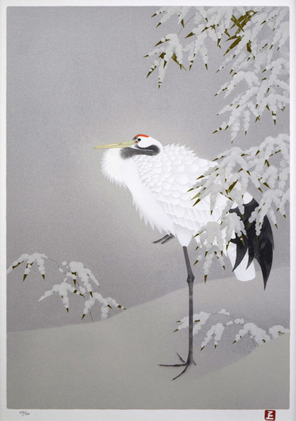 上村松篁「丹頂」シルクスクリーン版画　作品全体画像
