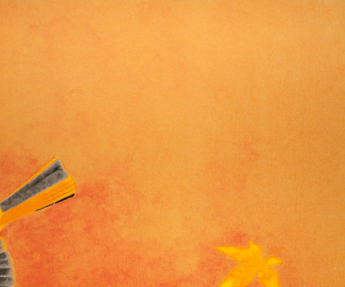 上村淳之「秋寂（熊野古道　尉鶲）」リトグラフ　拡大画像2