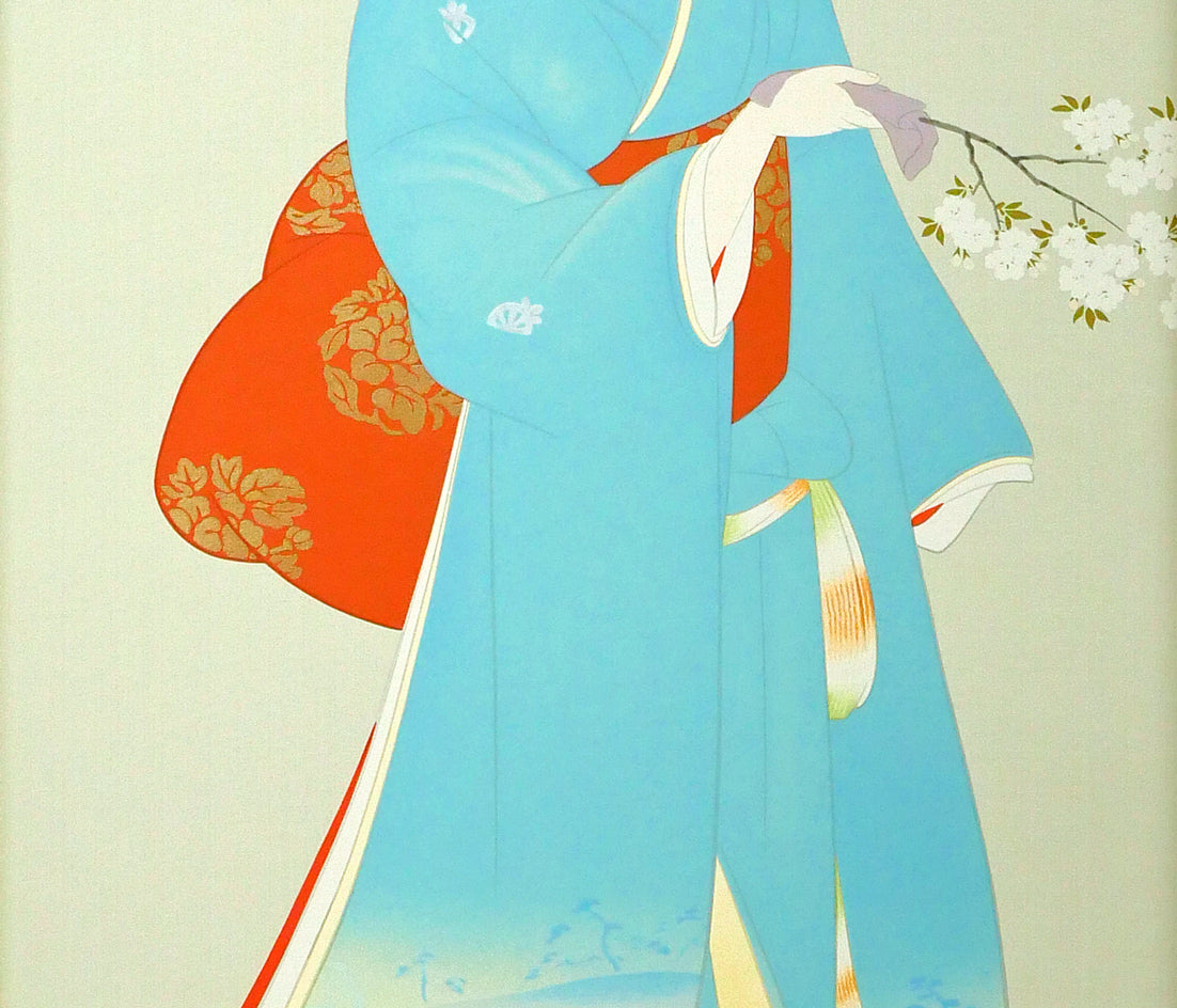 上村松園「春信」シルクスクリーン版画・絹本　拡大画像3