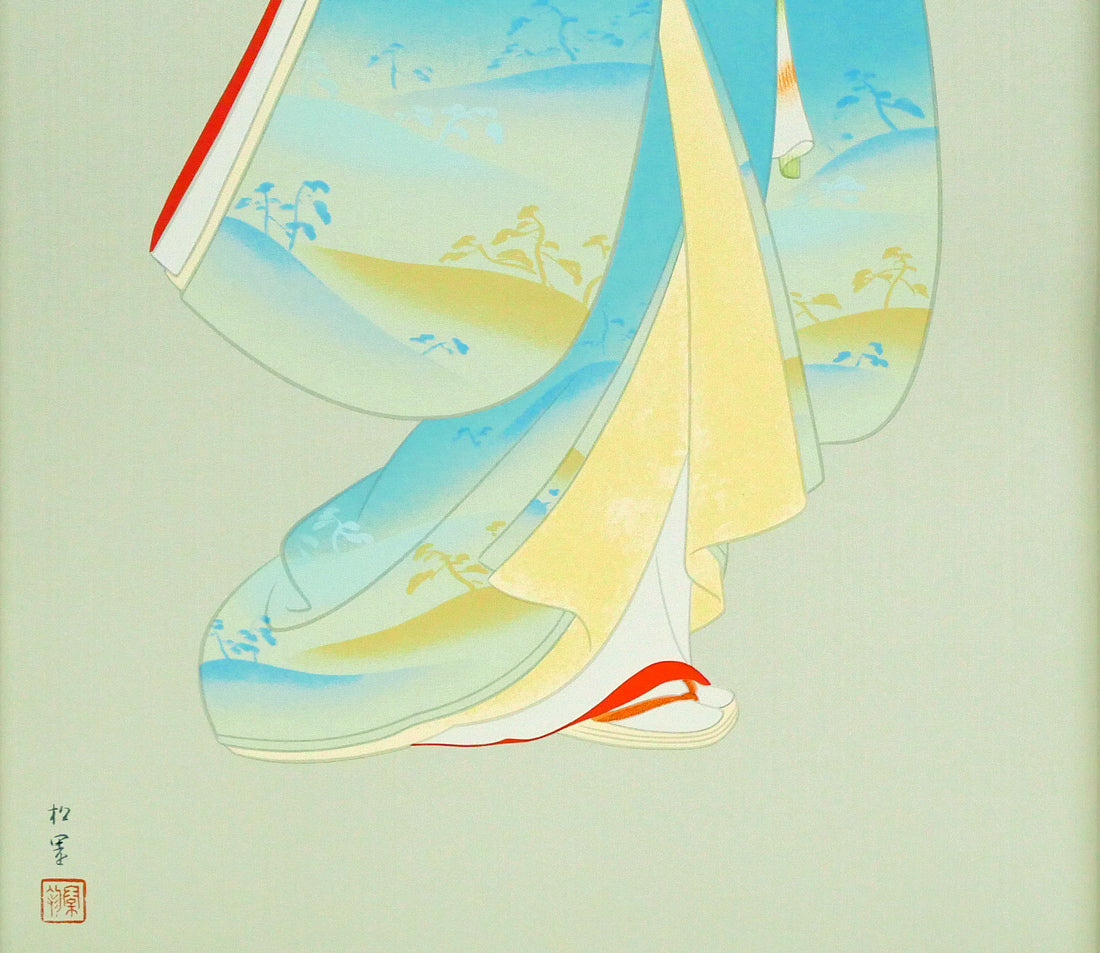 上村松園「春信」シルクスクリーン版画・絹本　拡大画像5