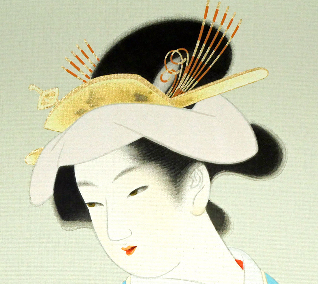 上村松園「春信」シルクスクリーン版画・絹本　拡大画像2