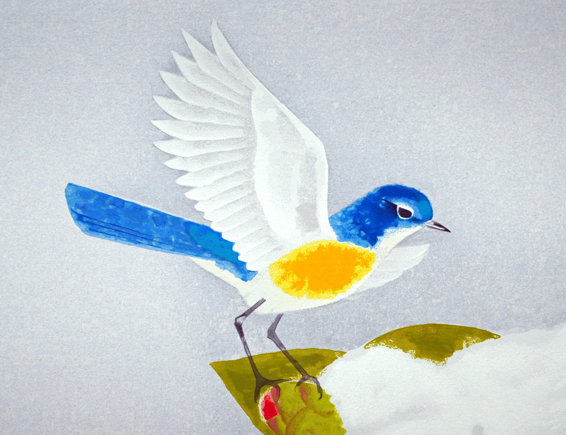 上村淳之「雪椿」シルクスクリーン版画　拡大画像2