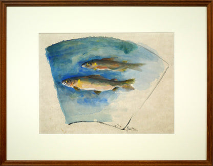 上野山清貢「鮎」墨彩画