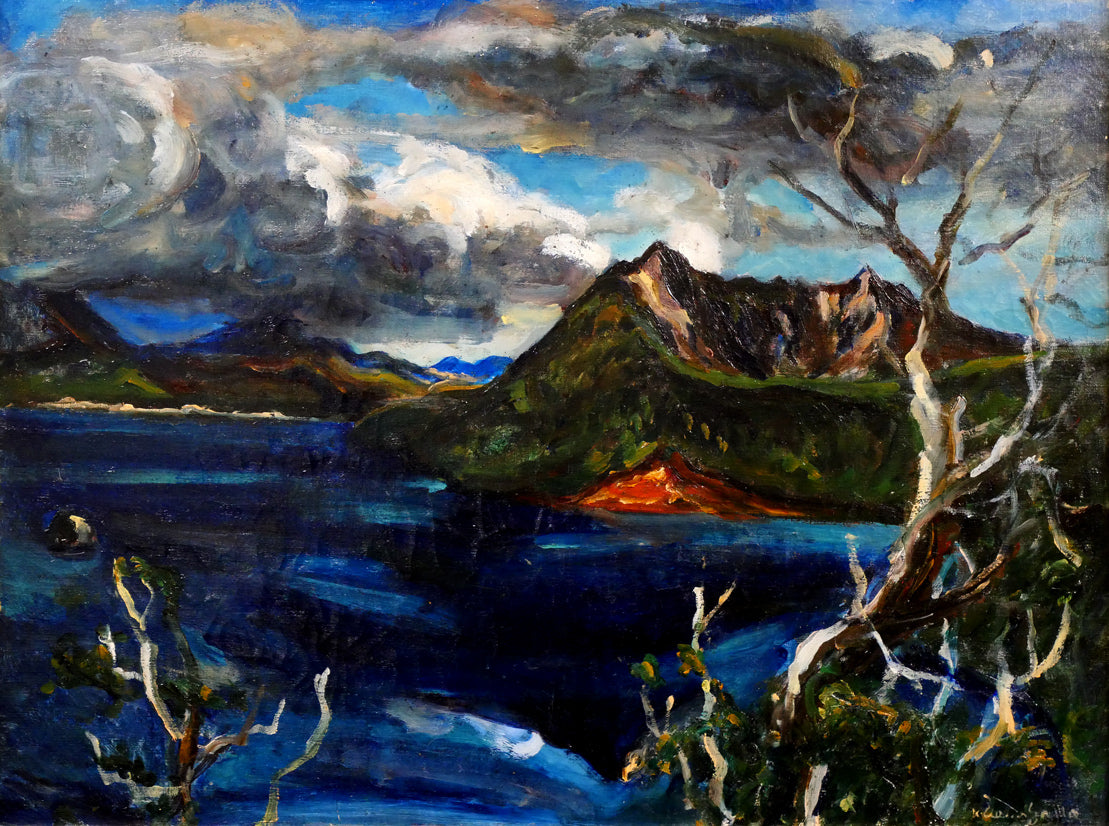 上野山清貢「晩秋の北海道摩周湖」油絵・P12号　作品全体画像