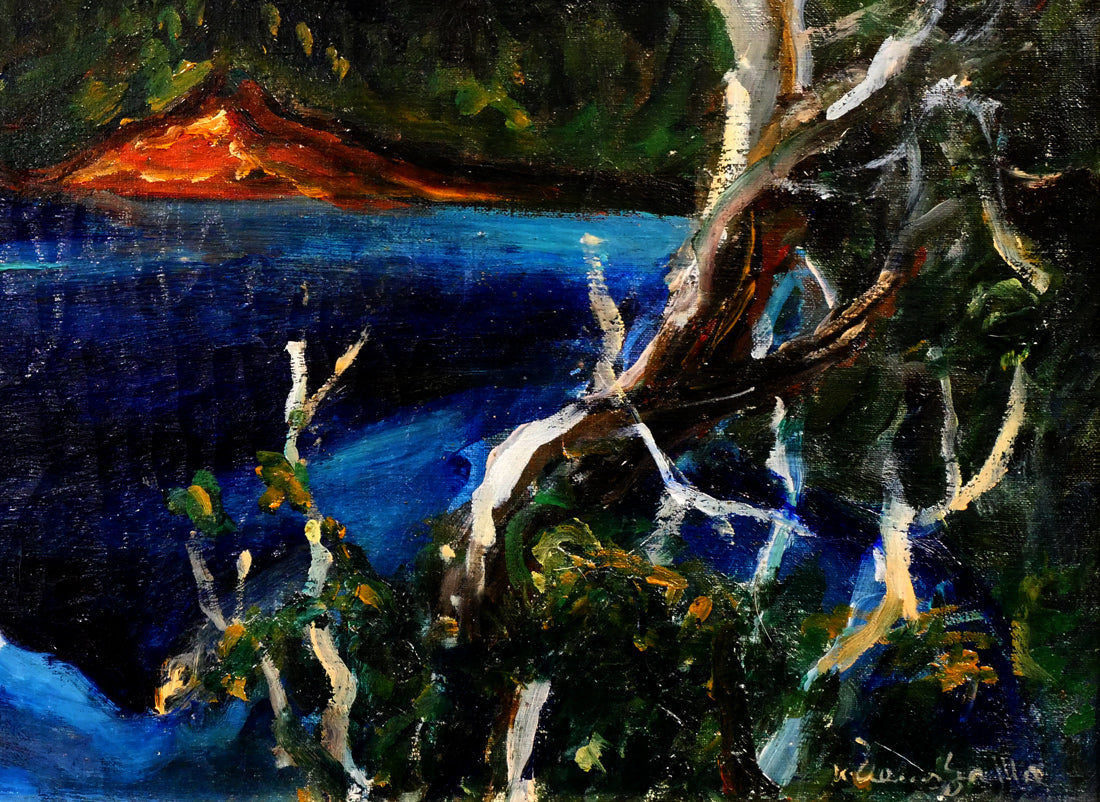 上野山清貢「晩秋の北海道摩周湖」油絵・P12号　拡大画像4