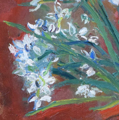 上野山清貢「花」油絵・F6号　拡大画像3