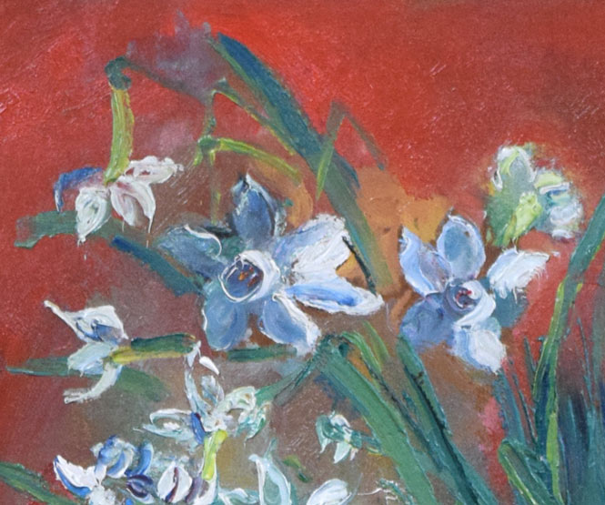 上野山清貢「花」油絵・F6号　拡大画像2