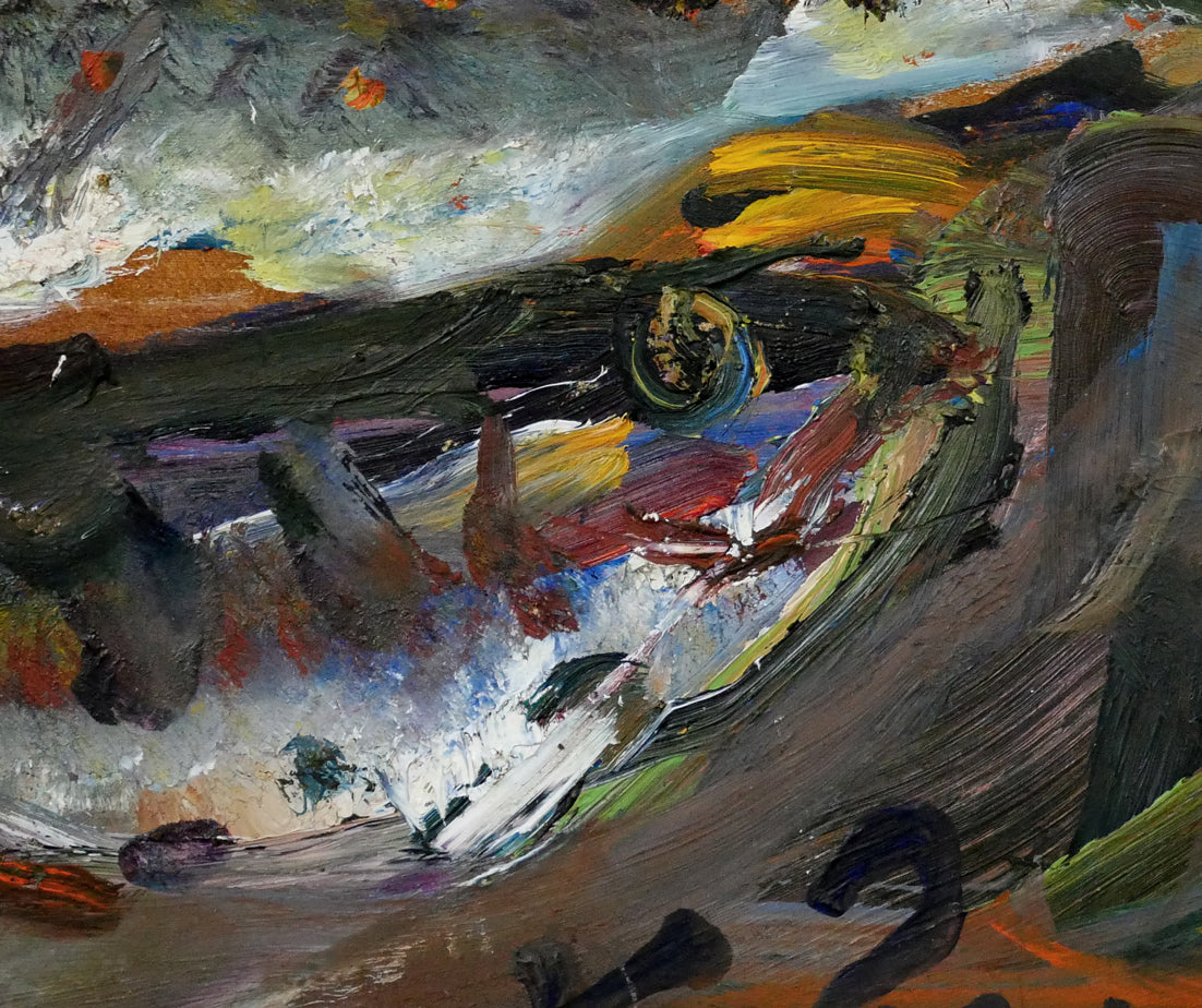 上野山清貢「魚二匹」油絵・F4号　拡大画像6