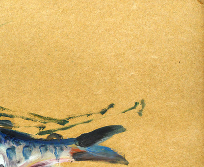 上野山清貢「ヤマメ（山女魚）」油絵・色紙　拡大画像2