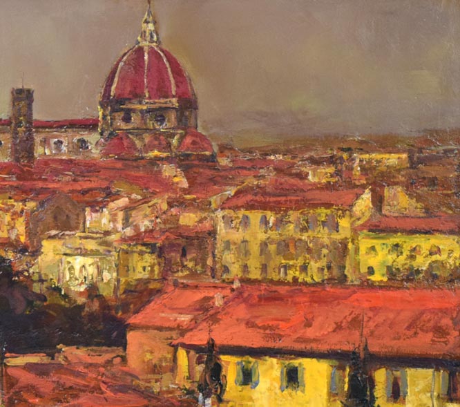 浮田克躬「フィレンツェのあかい屋根（イタリア）」油絵・F20号　拡大画像3