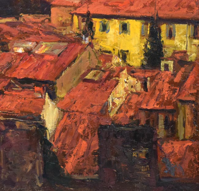 浮田克躬「フィレンツェのあかい屋根（イタリア）」油絵・F20号　拡大画像7