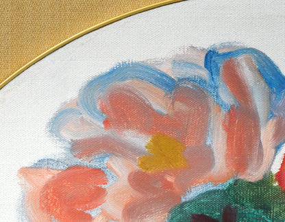 梅原龍三郎「薔薇」扇面・油絵10号　拡大画像1