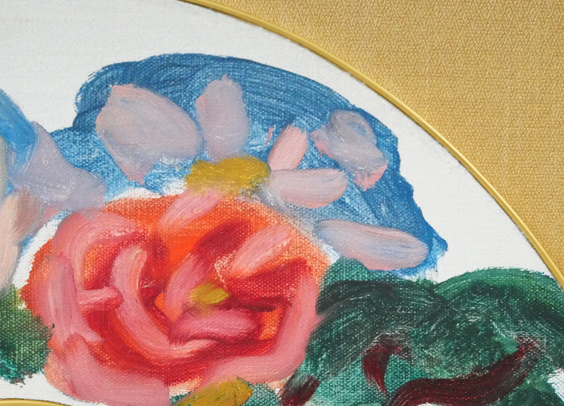 梅原龍三郎「薔薇」扇面・油絵10号　拡大画像2