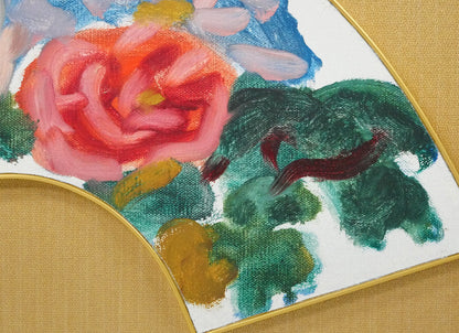 梅原龍三郎「薔薇」扇面・油絵10号　拡大画像4
