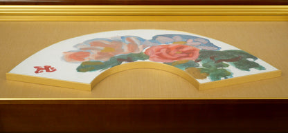 梅原龍三郎「薔薇」扇面・油絵10号　額装画像2