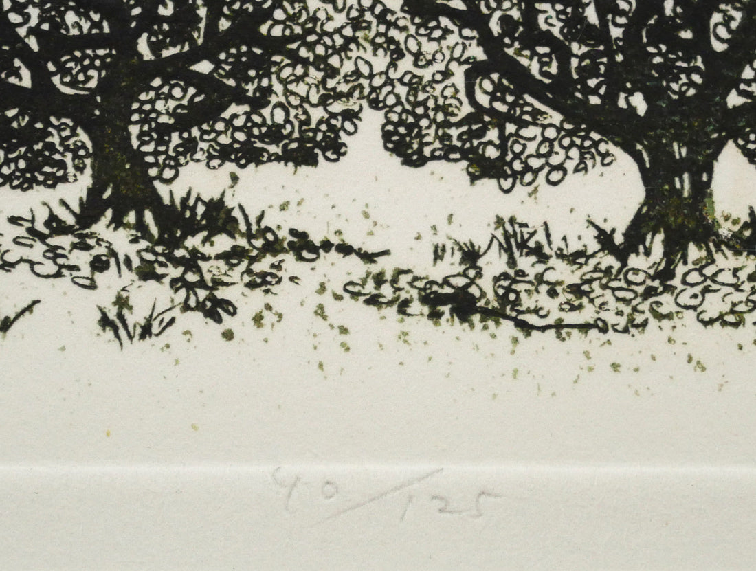 牛玖健治「－丘の上－203」銅版画　限定番号（ed,40/125）